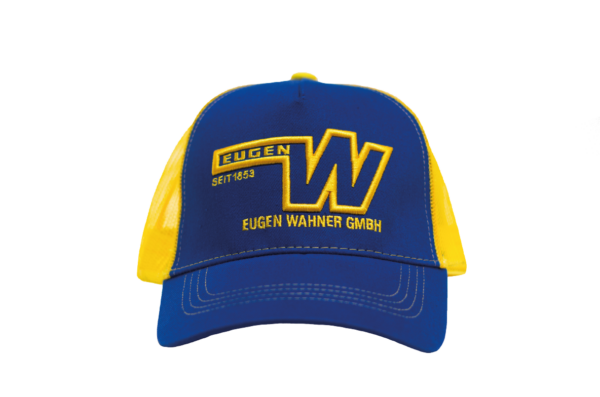 E-Wahner Shop Cap in blau gelb von vorne
