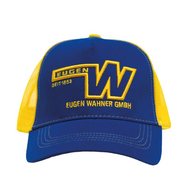 E-Wahner Shop Cap in blau gelb von vorne