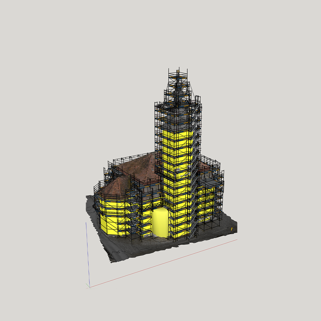 CAD Zeichnung von Kirche mit E-Wahner Gerüst