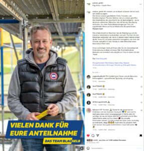 Screenshot Instagram Beitrag - Danke für die Anteilnahme von Thorsten Wahner