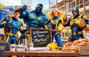 Scaffold Force begrüßt den neuen Bauleiter im Gerüstbau Markus Bisterfeld mit Kaffee und Leberkäsbrötchen